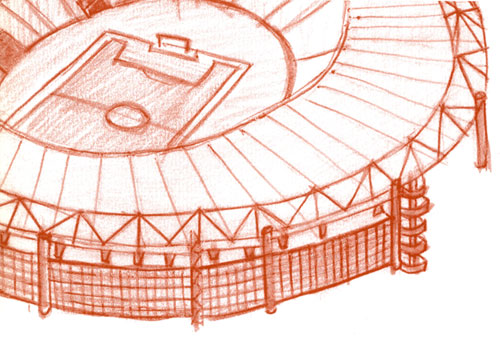Stadio Olimpico - scorci di Roma disegnati a mano per gli ospiti del B&B
